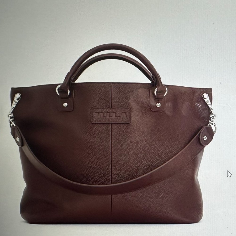 M.I.L.A. Luxe Leather Darcy Tote Bag Bordeaux NWT Retail $548